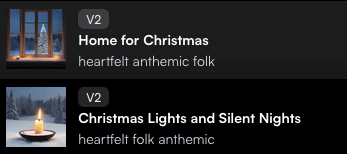 Two versions of first song